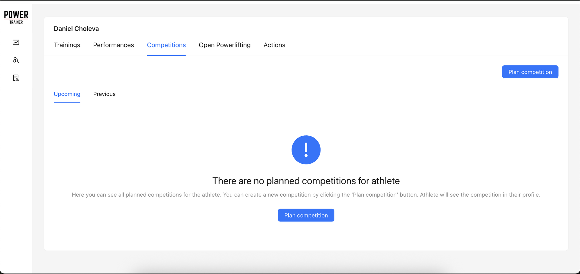 Track your athletes planned competitions